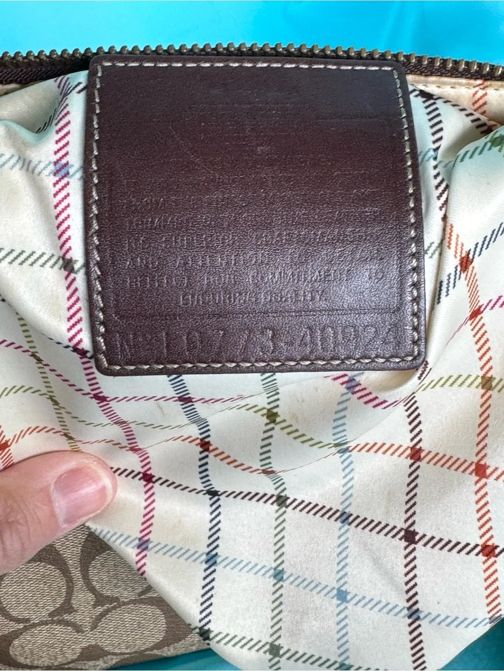 Coach Signature Canvas Crossbody Bag in Brown with Red Logo - Picture 6 of 7